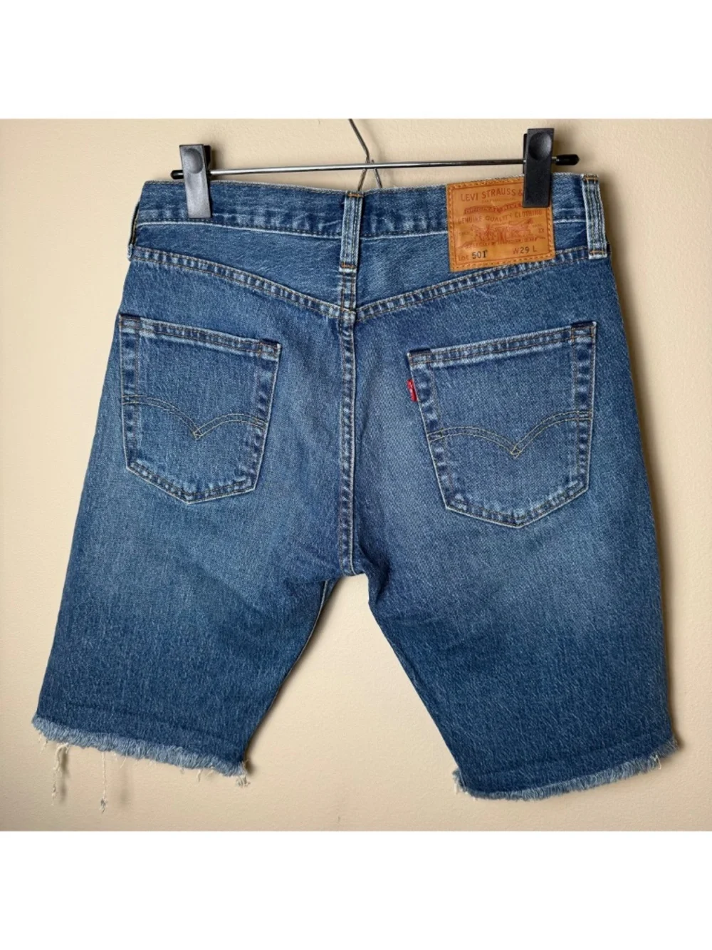 Levis Premium 501 Original Fit Cut-Off Shorts Men 29 Blue Denim Jorts Raw Hem